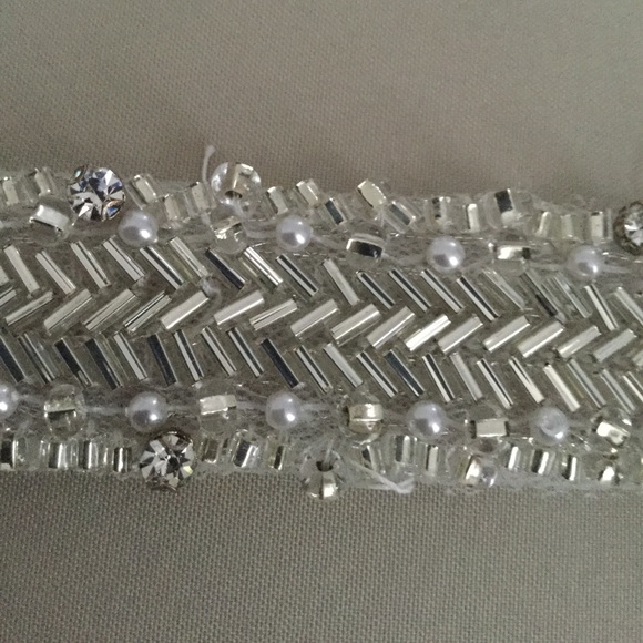 Crystal and pearl beaded sash main image 5